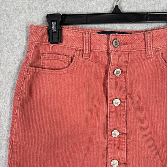Hollister Corduroy Skirt Sz 7 Mauve Mini Button Academia Preppy Twee School Girl - Picture 3 of 13